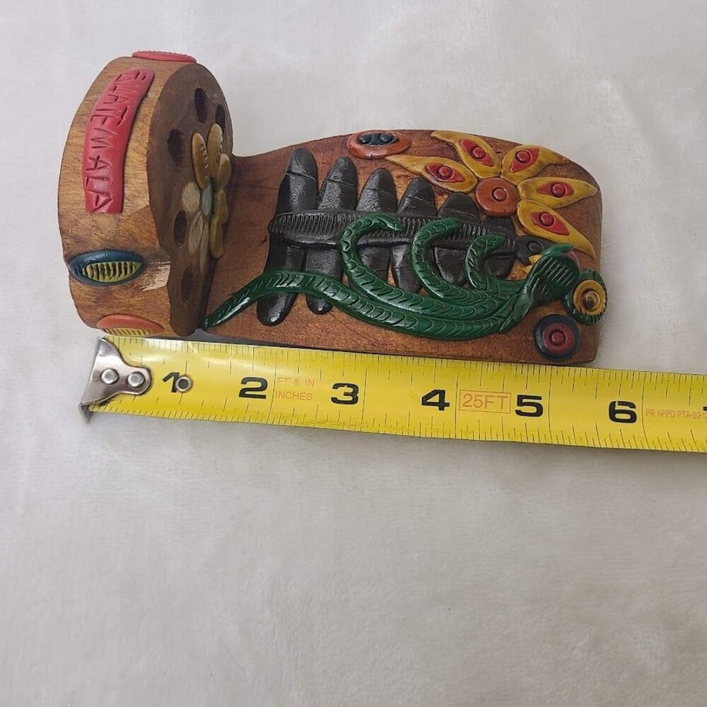 Guatemala Hand Carved Wooden Quetzal Bird Incense Holder Folk Art - Picture 11 of 11